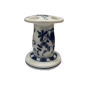 Vintage Porcelain Blue Onion Danube Tooth Brush Holder Japan